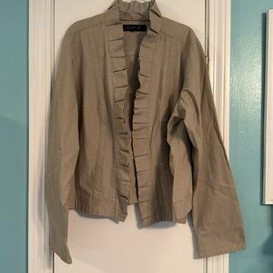 Christina Zinn tan ruffled trim Jacket